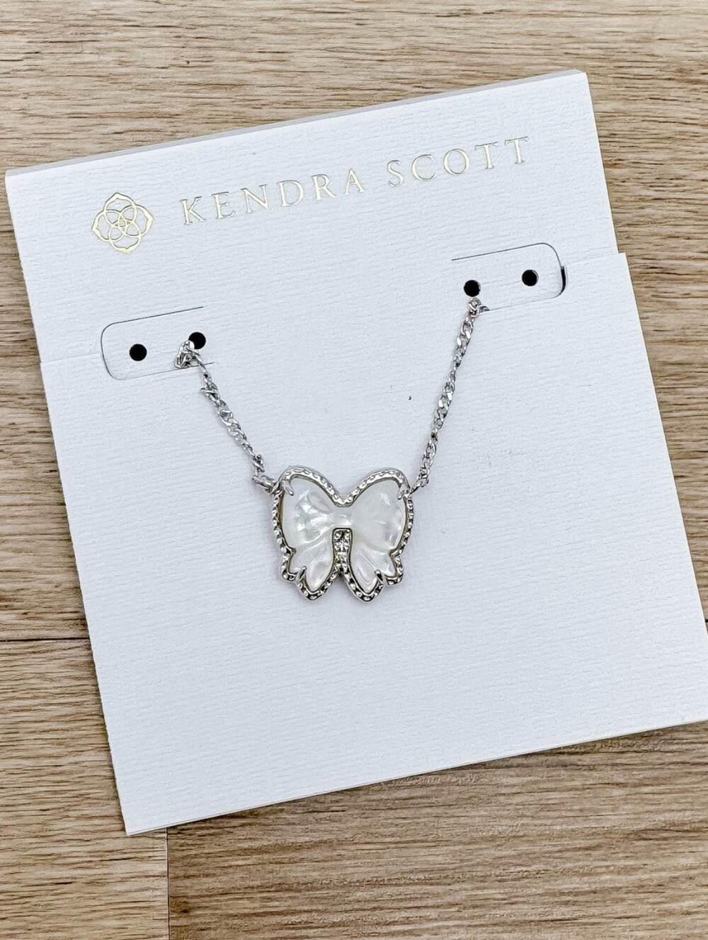 Kendra Scott Silver Butterfly Necklace with White Mother-of-Pearl